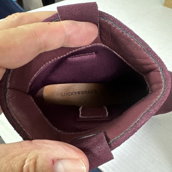 Lucky Brand Women's 6 Ankle Bootie Boot Suede Leather Western Cherry New/Sample - Picture 6 of 14